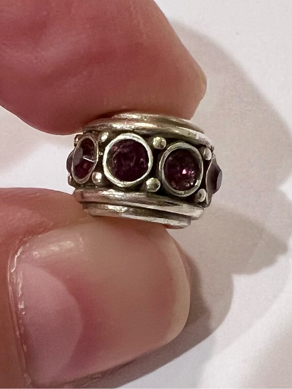 Brighton Sterling Silver Bead with Purple Stones